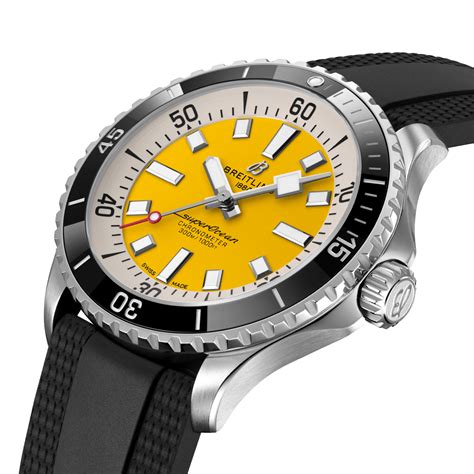 breitling superocean automatic a17320|Breitling Superocean yellow dial.